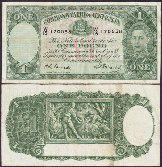 1949 Australia 1 Pound Coombs / Watt (aVF) L000045